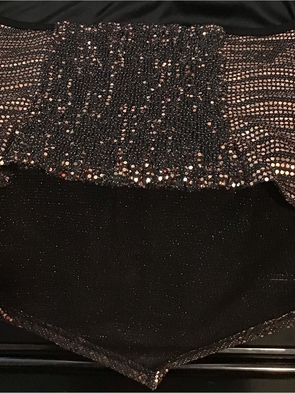 260 Halter Top w/ Dramatic Cowl neckline Pointed V Shape  with Gold Sequin Trim - Picture 6 of 8